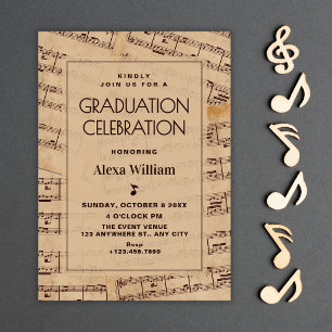 Invitation Feuille de notes de musique classique de remise de