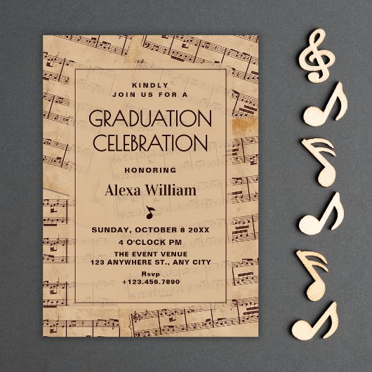 Invitation Feuille de notes de musique classique de remise de