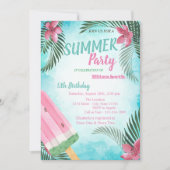 Invitation Feuille de palme, Fleurs, Crème glacée Anniversair (Devant)