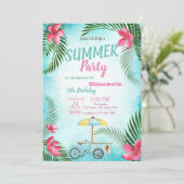 Invitation Feuille de palme, Fleurs, Crème glacée Vélo Annive (Debout devant)