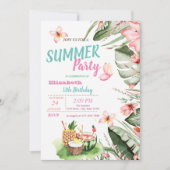 Invitation Feuille de palme, Fleurs, Fruits, Papillons Annive (Devant)