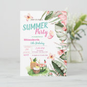 Invitation Feuille de palme, Fleurs, Fruits, Papillons Annive (Debout devant)