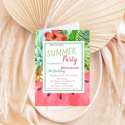 Invitation Feuille de palme, Fleurs, Pâque, Anniversaire d'an