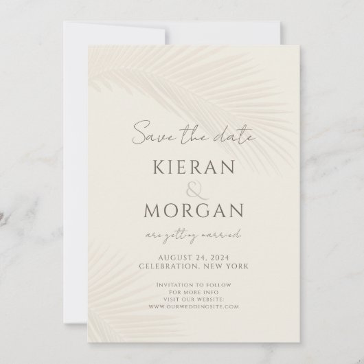 Invitation Feuille de palme tropicale minimale Enregistrer la (Devant)