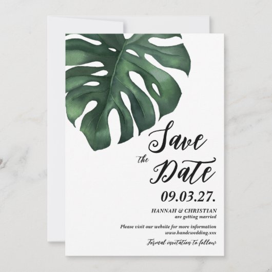 Invitation Feuille de palme tropicale Monstera Enregistrer la (Devant)