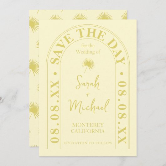 Invitation Feuille de palmier éventail tropical brillant été (Devant / Derrière)