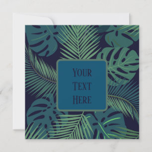 Invitation feuille de palmier foncé tropical moderne, fig jun