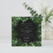 Invitation Feuille de palmier noir de menthe verte tropicale  (Debout devant)