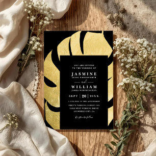Invitation Feuille de palmier sur mariage chic élégant code Q