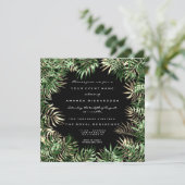 Invitation Feuille de palmier verte tropicale Bois de forêt V (Debout devant)