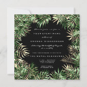 Invitation Feuille de palmier verte tropicale Bois de forêt V (Devant)