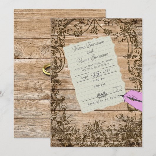 Invitation Feuille de papier à la main (Devant / Derrière)