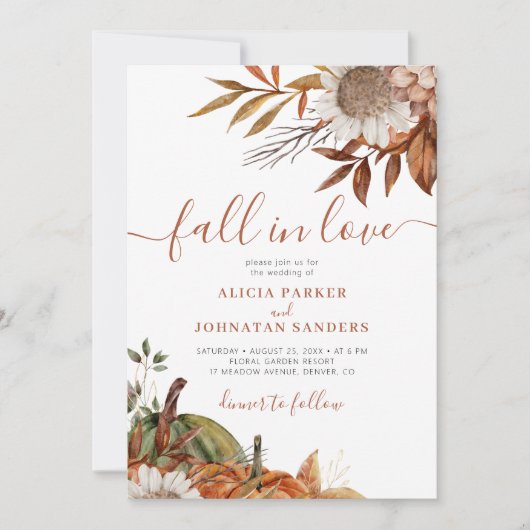 Invitation Feuille de rouille en terre cuite boho mariage de  (Devant)