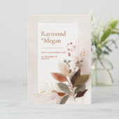 Invitation Feuille de Veine Sienne Or Mariage (Debout devant)
