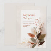 Invitation Feuille de Veine Sienne Or Mariage (Devant / Derrière)