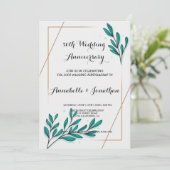 Invitation Feuille de verdure dorée à motif floral pour anniv (Debout devant)
