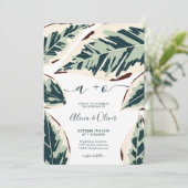 Invitation Feuille de verdure tropicale moderne 4 photos mari (Debout devant)