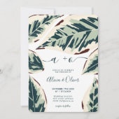 Invitation Feuille de verdure tropicale moderne 4 photos mari (Devant)