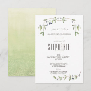 Invitation feuille de vigne à l'aquarelle olive