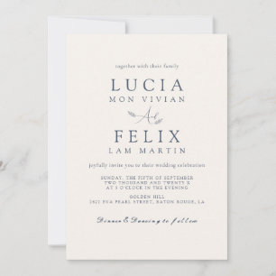 Invitation Feuille délicieuse Dusty Blue Mariage