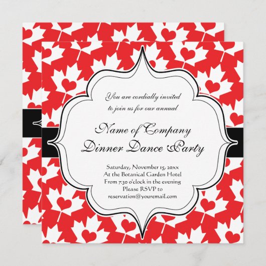 Invitation Feuille d'érable canadienne classique de drapeau (Devant / Derrière)