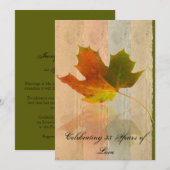 Invitation Feuille d'érable d'automne sur papier faux fait ma (Devant / Derrière)