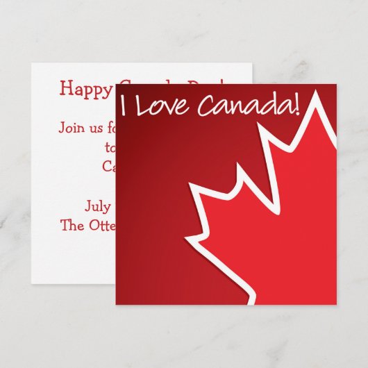 Invitation Feuille d'érable de la Fête du Canada (Devant / Derrière)