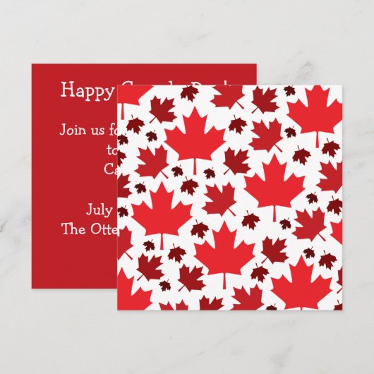 Invitation Feuille d'érable de la Fête du Canada (Devant / Derrière)