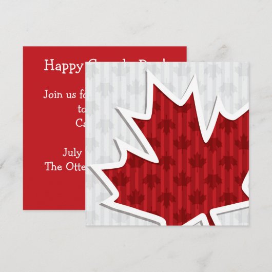Invitation Feuille d'Érable Fête du Canada (Devant / Derrière)