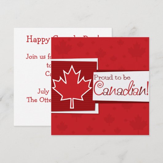 Invitation Feuille d'Érable Fête du Canada (Devant / Derrière)