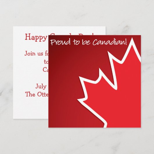 Invitation Feuille d'Érable Fête du Canada (Devant / Derrière)