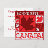 Invitation Feuille d'Érable Fête du Canada (Devant / Derrière)