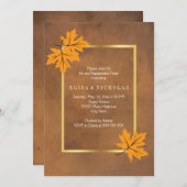 Invitation Feuille d'érable orange brun mariage (Devant / Derrière)
