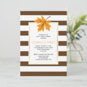 Invitation Feuille d'érable orange & rayures mariage couples  (Debout devant)