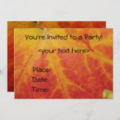 Invitation Feuille d'érable rouge Abstraite Automne Photograp (Devant / Derrière)