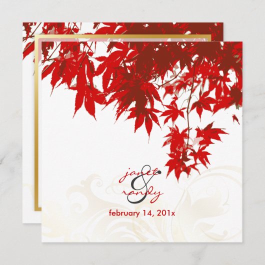 Invitation Feuille d'érable rouge/mariage de automne/couleur  (Devant / Derrière)
