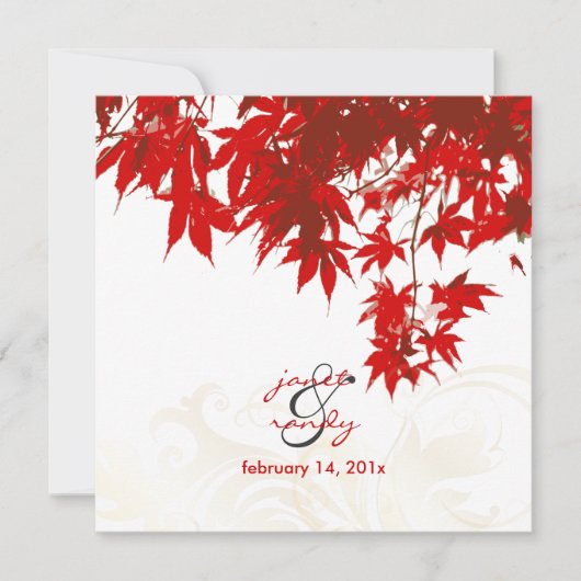 Invitation Feuille d'érable rouge/mariage de automne/couleur (Devant)