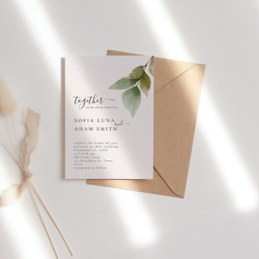 Invitation Feuille d'hiver Floral Mariage d'aquarelle