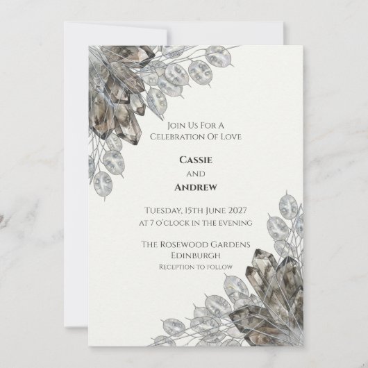 Invitation Feuille d'honnêteté en cristal et argent (Devant)