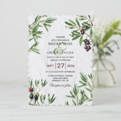 Invitation Feuille d'olive méditerranéen grec Mariage de l'îl (Debout devant)