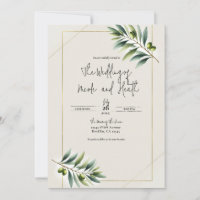 Feuille d'olive verte os blanc et or mariage rusti