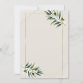 Invitation Feuille d'olive verte os blanc or de fiançailles (Dos)