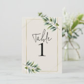 Invitation Feuille d'Olive Verte Os Blanc & Or Numéro de Tabl (Debout devant)