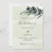 Invitation Feuille d'olivier éco-couleur mariage (Devant)