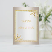 Invitation Feuille d'or argenté ELEGANT CLASSY rsvp (Debout devant)