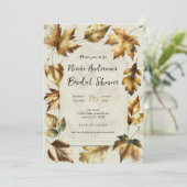 Invitation Feuille d'or crème glamour beige Fête des mariées  (Debout devant)