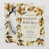 Invitation Feuille d'or crème glamour beige Fête des mariées  (Devant / Derrière)