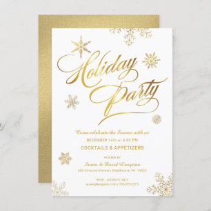 Invitation Feuille d'or de Faux de cocktail de vacances de