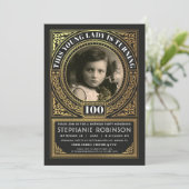Invitation Feuille d'or de photo d'invitations d'anniversaire (Debout devant)