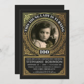 Invitation Feuille d'or de photo d'invitations d'anniversaire (Devant / Derrière)